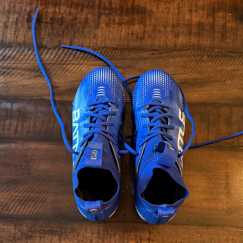 Kids Blue Athletic Cleats with Lace Closure